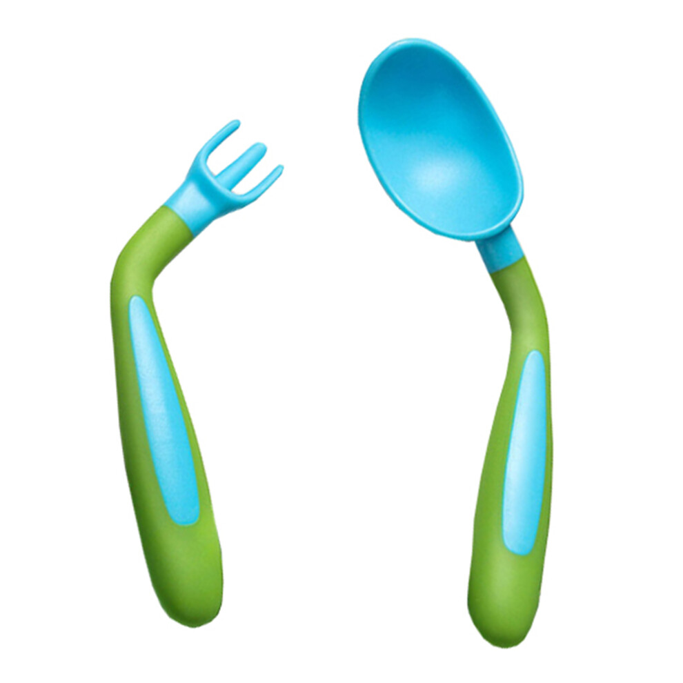 1 Set Baby Spoon Fork Feeding Training Tableware ( Green) Blue/Green Aboofan