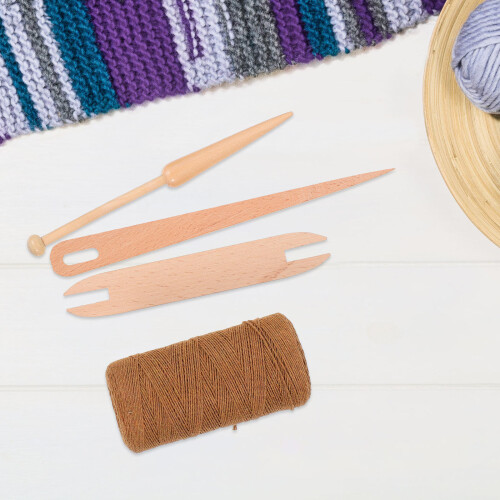 One Set Wood Hand Loom Stick Knitting Needle Rope Kit 1