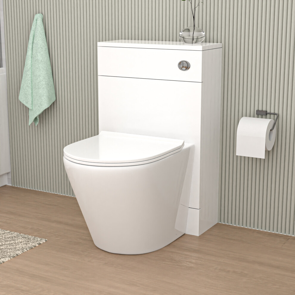 Nes Home 500Mm Back To Wall Rimless Toilet With Wc Unit Gloss White