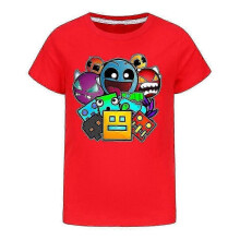 (11-12 years old, red) 7-14 Years Old Kids Geometry Dash T-Shirt Game Fans Boys Girls Cool Casual Short Sleeve T-Shirt Birthday Christmas Gift - DSW