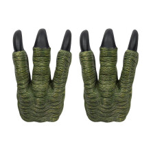 (Green) Dinosaur Claws - 2 Pack of Latex Gloves for Halloween & Pretend Play