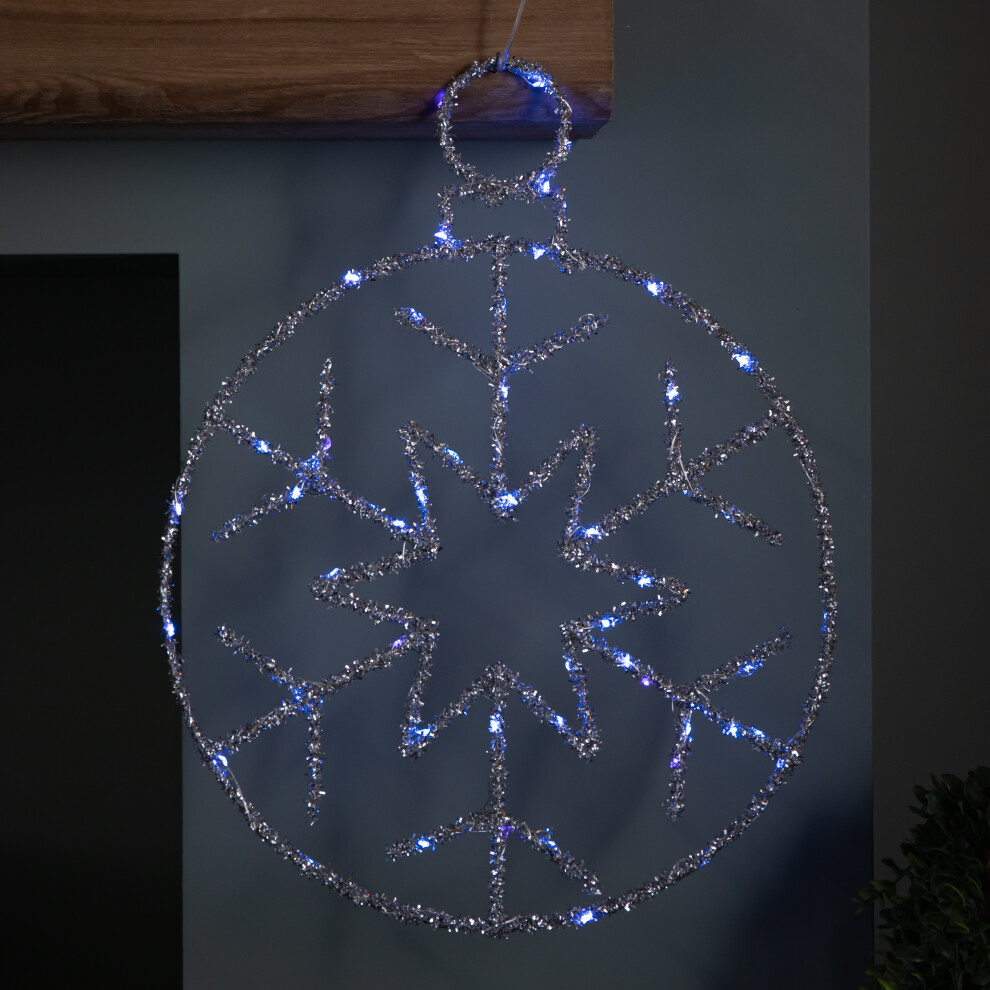 Light/Silver/Blue 49Cm Battery Powered Up Christmas Snowflake Ball With Twinkling Leds - Image 6