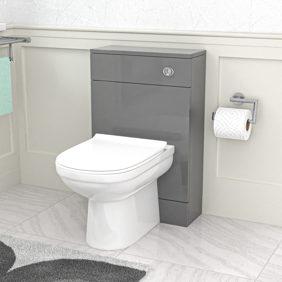 Nes Home Modern 500Mm Back To Wall Toilet With Wc Bathroom Steel Grey