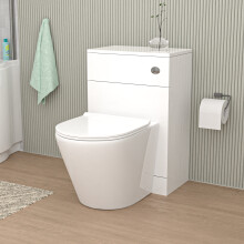 Nes Home Gloss White 500mm Back To Wall WC Unit & Rimless Back To Wall Toilet