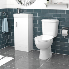 Nes Home White 400mm Basin Sink Vanity Unit and WC Toilet Set
