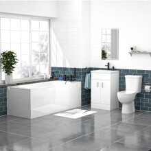 Nes Home 500mm Floorstanding Basin Vanity, Close Coupled Toilet & Round Bath