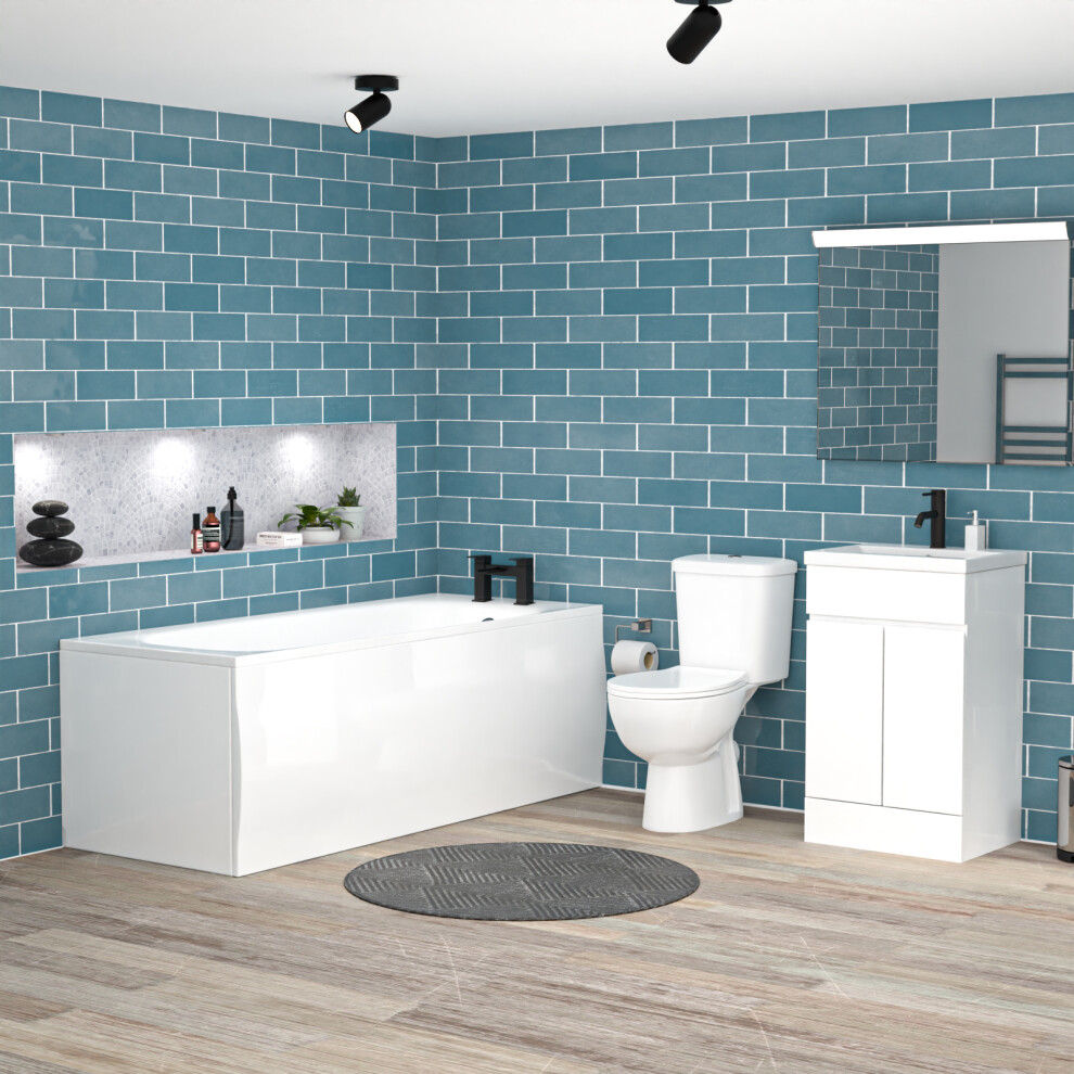 Nes Home Alaska 1700Mm Round Bath,500Mm Basin Vanity,Close Coupled Toilet