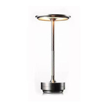 (Silver) LED Charging Desk Lamp Industrial Style Touch Dimming USB Portable Charging Coffee Shop Bar Vintage Decor Atmosphere Night Light