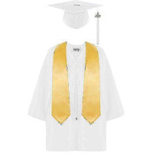 (size30, white) Preschool And Kindergarten Graduation Gown Cap Tassels Set For Kid Grad Gift