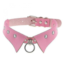 (pink) Leather Collar Necklace With Simple And Stylish Dangling Collar Necklace