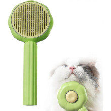 (Green) Pet Hair Cleaning Brush, Simple Cat Dog Hair Brush, Reusable Sunflower Shape Pet Grooming Comb One-click Clean