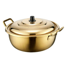 Ramen Pot Lid Stainless Steel Sauce Pan Korean Ramen Pot For Soba Noodles Gold 18.00x18.00x8.00 cm