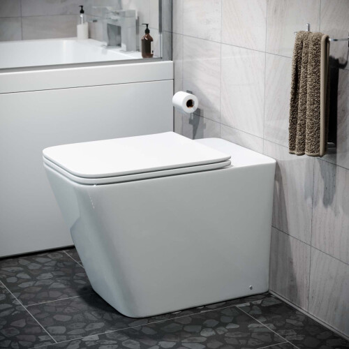 NES Home Square Rimless Back To Wall Toilet With UF Seat White 1