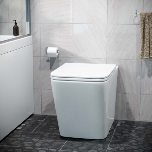 NES Home Square Rimless Back To Wall Toilet With UF Seat White 2
