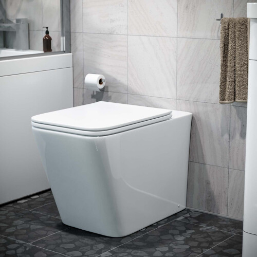 NES Home Square Rimless Back To Wall Toilet With UF Seat White