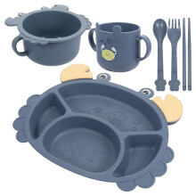 One Set Baby Tableware Wheat Straw Plate And Cutlery Tray