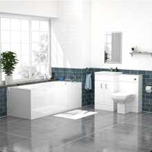 Nes Home White Vanity, WC Unit, Rimless BTW Toilet, Bath Front Panel, Tap Set