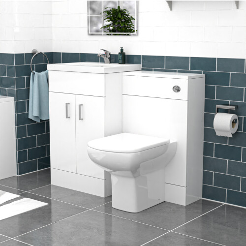 NES Home Nes Home White 1000mm Vanity, WC Unit, Rimless BTW Toilet, Bath And Front Panel 2
