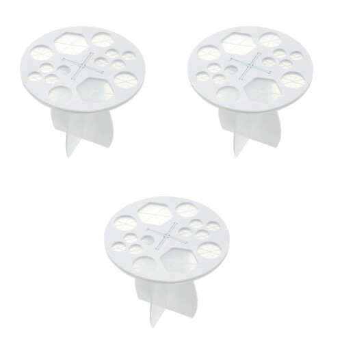 3 Pcs Round Acrylic Makeup Brush Holder Drying Rack White 2