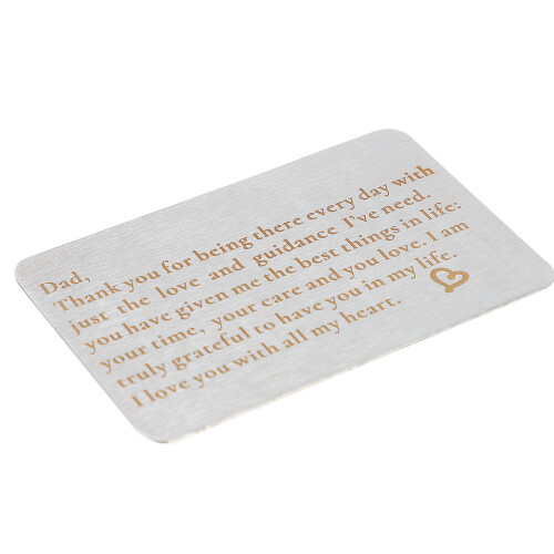 2pcs Stainless Steel Wallet Insert Father Engraved Love Note Accessory
