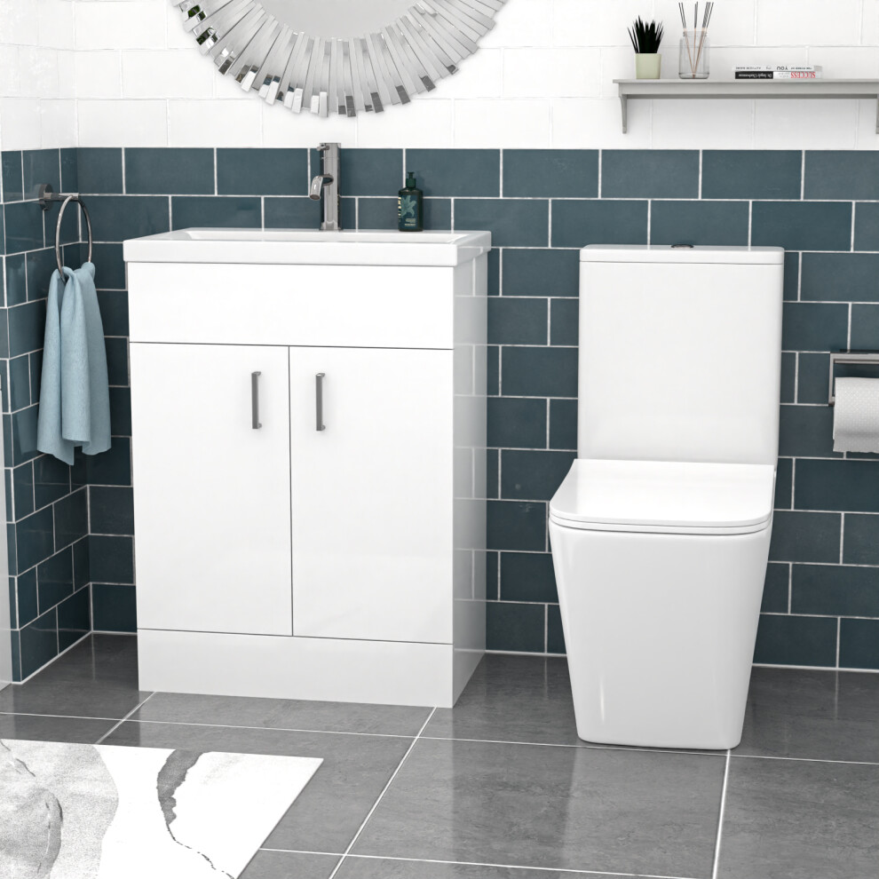 Nes Home 600mm White Basin Vanity & Rimless Square Close Coupled Toilet-image-OPC-PKDKGYQ-NEW
