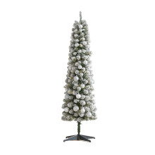 Artificial 6ft Snowy Christmas Tree, Slim Pencil Tree Realistic Snow Look