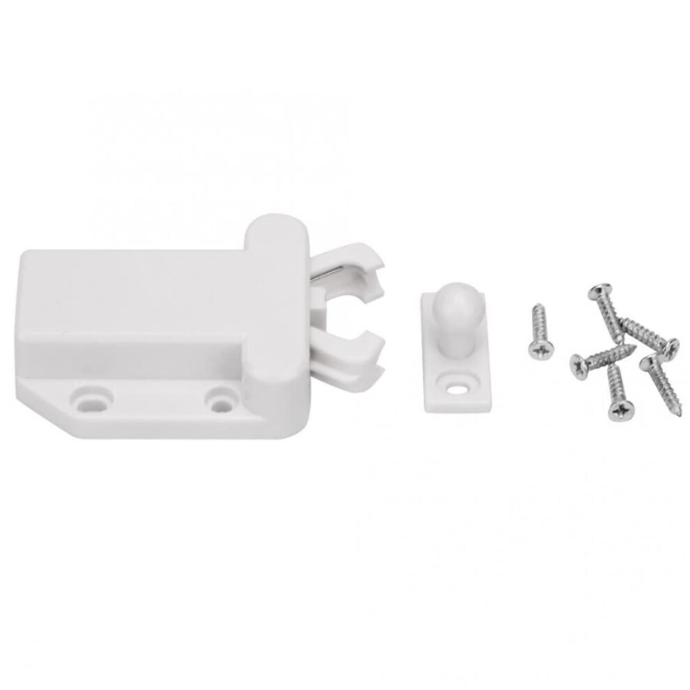 Cabinet Door Rebounder 10-Pack White Durable Plastic Door Catch And Closer With Locking Hasp 9354506145712