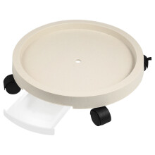 2Pcs Rolling Plant Stand with Wheels Beige Thick Plastic Indoor Tray