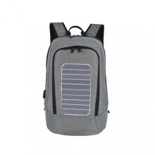 (Light Gray) Men Laptop Solar USB Charging Port Backpack with Ample Storage Space and Multiple Pockets for Business Trip Work School