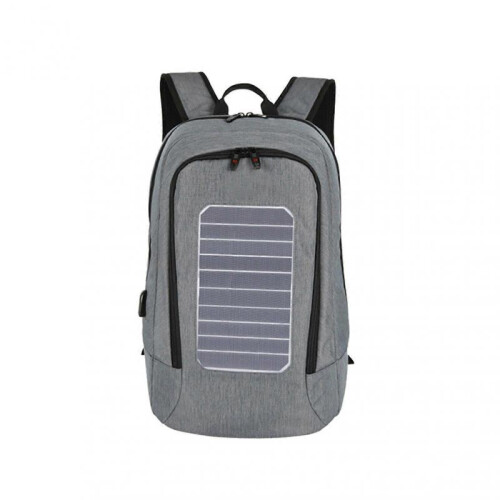 (Light Gray) Men Laptop Solar USB Charging Port Backpack with Ample Storage Space and Multiple Pockets for Business Trip Work School