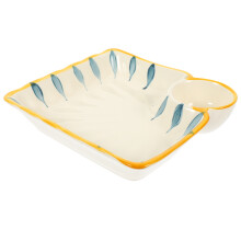 3Pcs Ceramic Square Dumpling Dipping Plate Set