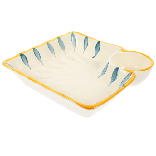 3Pcs Ceramic Square Dumpling Dipping Plate Set