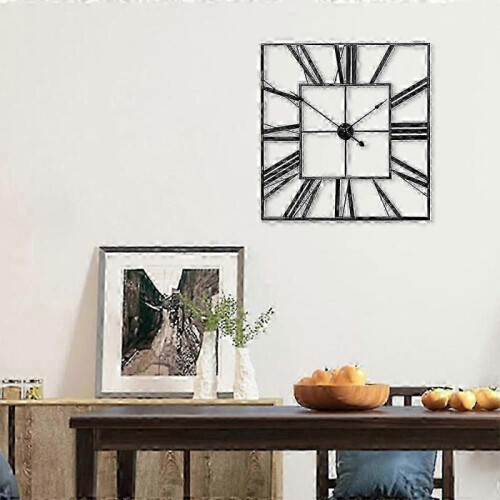 60Cm Large Square Metal Roman Numerals Wall Clock 2