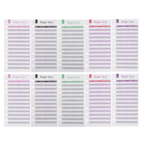 240 Sheets Portable Budget Sheets Cash Binder Refills A6 1