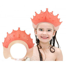 (Red) Baby Shower Cap Shield, Shower Cap For Kids, Visor Hat For Eye And Ear Protection For 0-9 Years Old Children