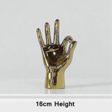 (OK) Golden Porcelain Gesture Finger Figurine Modern Ornament Home Decoration Accessories Office Desktop Statue Decor Interior