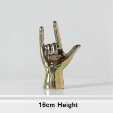(LOVE YOU) Golden Porcelain Gesture Finger Figurine Modern Ornament Home Decoration Accessories Office Desktop Statue Decor Interior