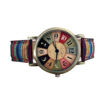 Colorful Rainbow Watch with Woven Strap and Buckle for Ladies