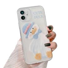 Cartoon Cute Duck Anti-fall Protective Case Shell Blue Lovely for iPhone 12/13 Soft Phone Cover - Perfect as Gift