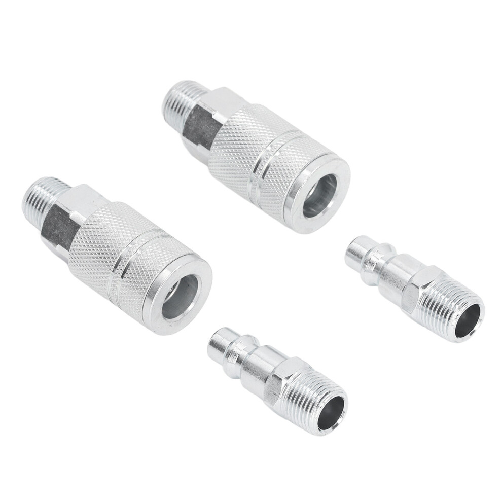 2 External Air Hose Fittings 3/8 Inch Npt + Plug For Compressors And Air Tools 4951351869005