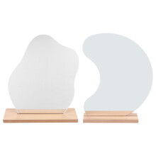 4 Pcs Makeup Mirrors With Wooden Base