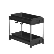 Multifunctional Sliding Drawer Cabinet Organizer Stainless Steel Durable Black White Kitchen
