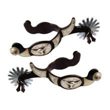 (Dark Brown) 2x Horse Spurs Anti Rust Western Style Spur For Competition Equipments Men Silver