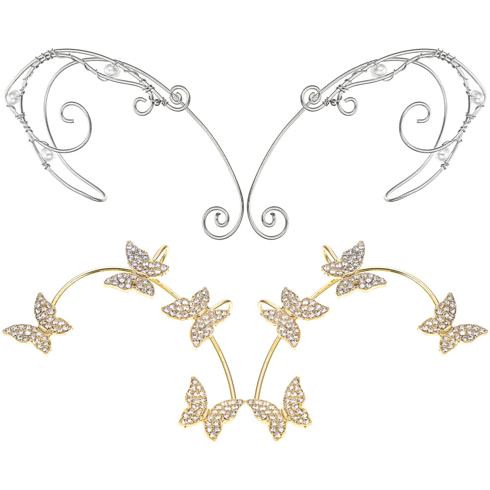4 Pairs Elf Butterfly Ear Cuff Clip On No Piercing Ear Jewelry-image-OPC-PKWNS8X-NEW