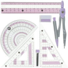 3 Sets Multi-Functional Ruler Kit With Compass And Protractor For Kids