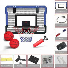 (Blue) Foldable Indoor Hanging Basketballs Hoop Portable Lightweight Board Hoop for Kids Home Room