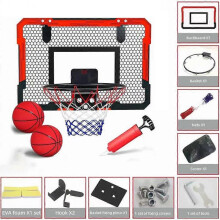 (Red) Foldable Indoor Hanging Basketballs Hoop Portable Lightweight Board Hoop for Kids Home Room