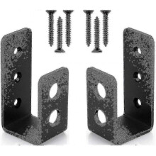 2 Pack Heavy Duty Steel Door Brackets for 2x4 Door, U-shape Security Bar - Pjun -CN-AA