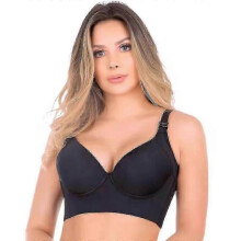 (Black, 40C) Women Deep Cup Bra Hide Back Fat Bra Full Back Coverage Push Up Sports Bra CN