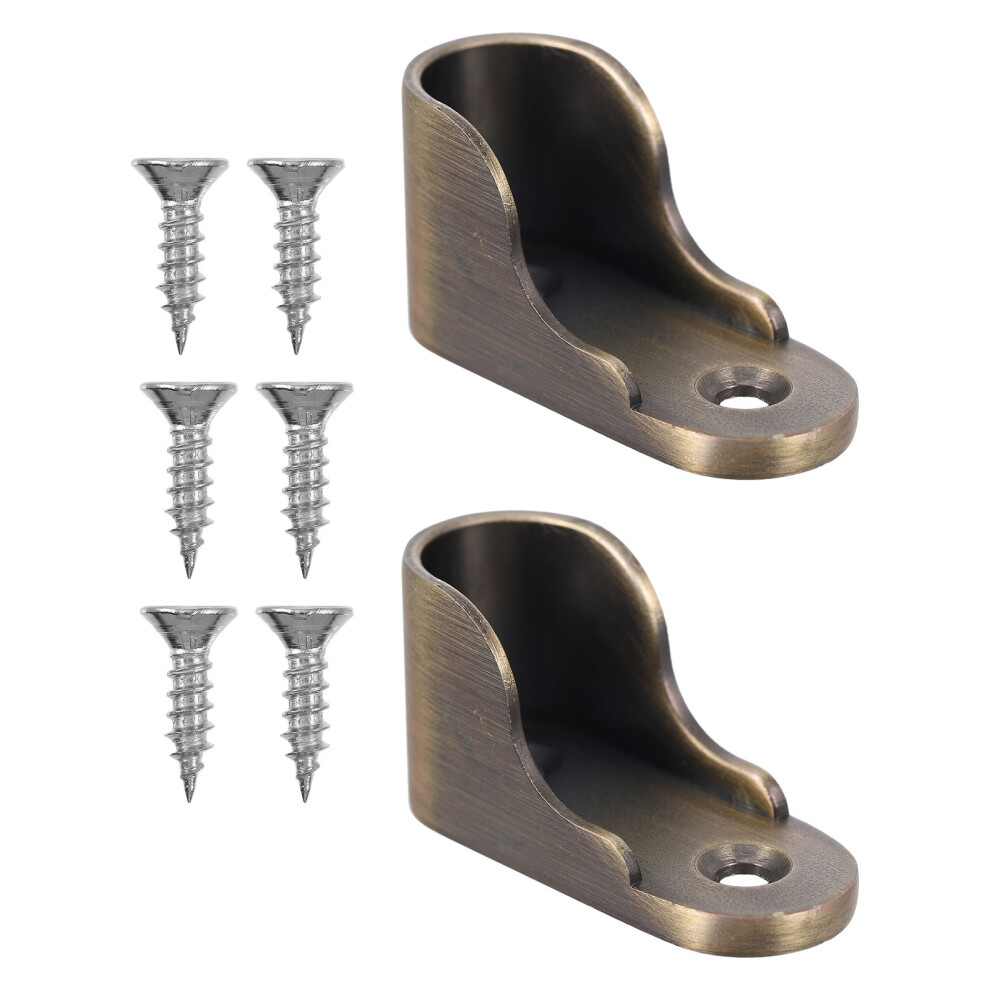 2Pcs Zinc Alloy Closet Pole Sockets Light Brown Durable Rod Brackets 3351924487086